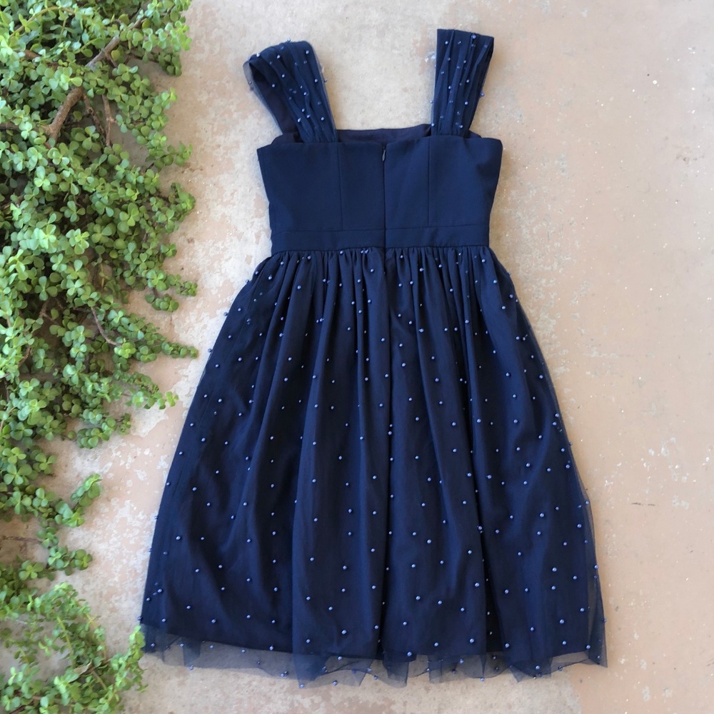 Gal Meets Glam Delores Navy Pearl Fit Flare Dress - Picture 4 of 6